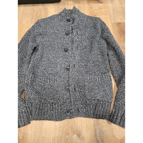 Giordano Other - GIORDANO Men's M Cardigan Sweater Grey Melange Wool Blend Stand Collar Knit